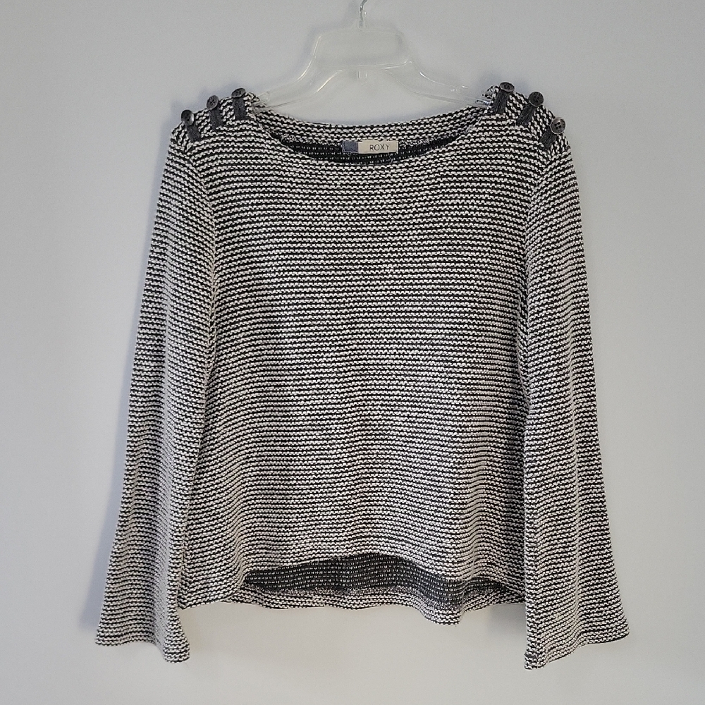 Roxy White and Gray Hi-lo Sweater, Size Medium